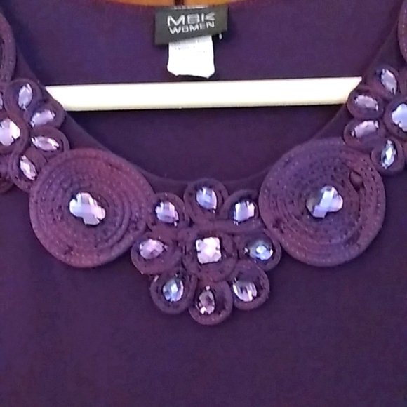 2 pc. Royal Purple sleeveless jeweled top with long sleeved, waterfall jacket - Picture 3 of 6